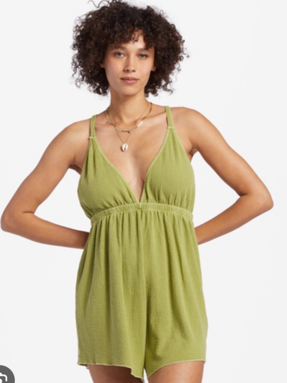 Billabong Green Terry Romper Swim Cover-Up